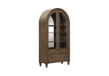 Americana Farmhouse Dusty Taupe Arched Display Cabinet