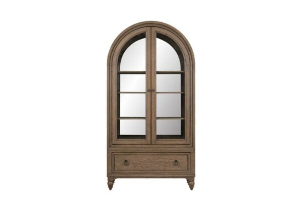 Americana Farmhouse Dusty Taupe Arched Display Cabinet - Image 2