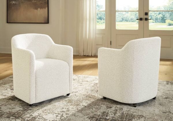 Radkin White Dining Upholstered Arm Chair - Image 3