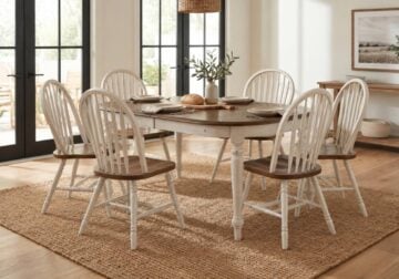 Carolina Crossing White Leg Table w/ 6 Chairs